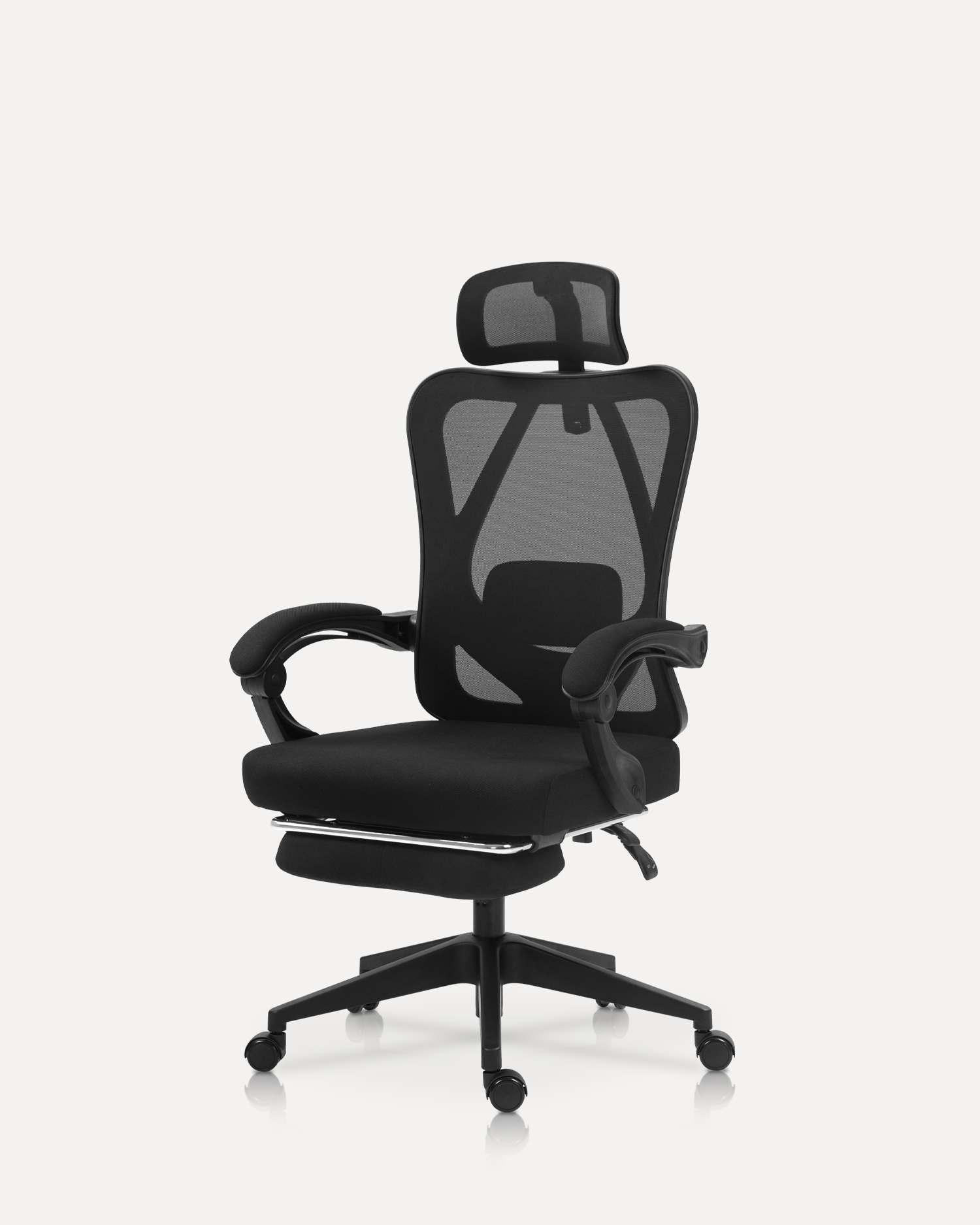 Lålig kontorsstol med fotstöd